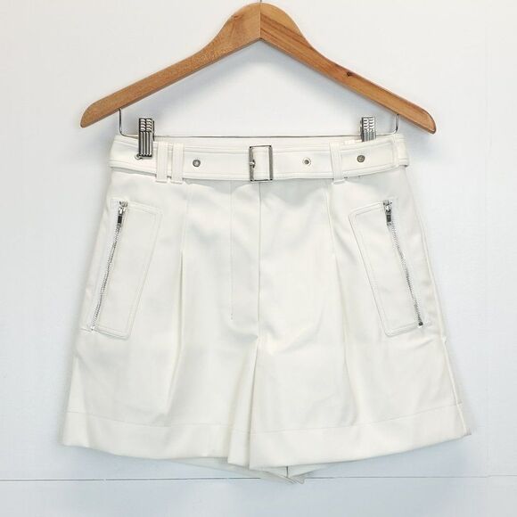 3.1 Phillip Lim Vegan Leather Belted Waist Utility Shorts Size 2 - Picture 7 of 16